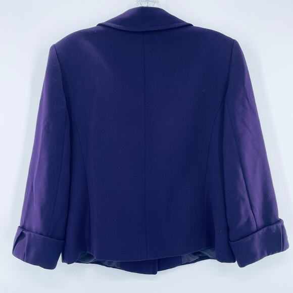 TAHARI ASL Purple Shawl Collar Locket Fasteners Classic Cropped Blazer Jacket 8 - Picture 4 of 13